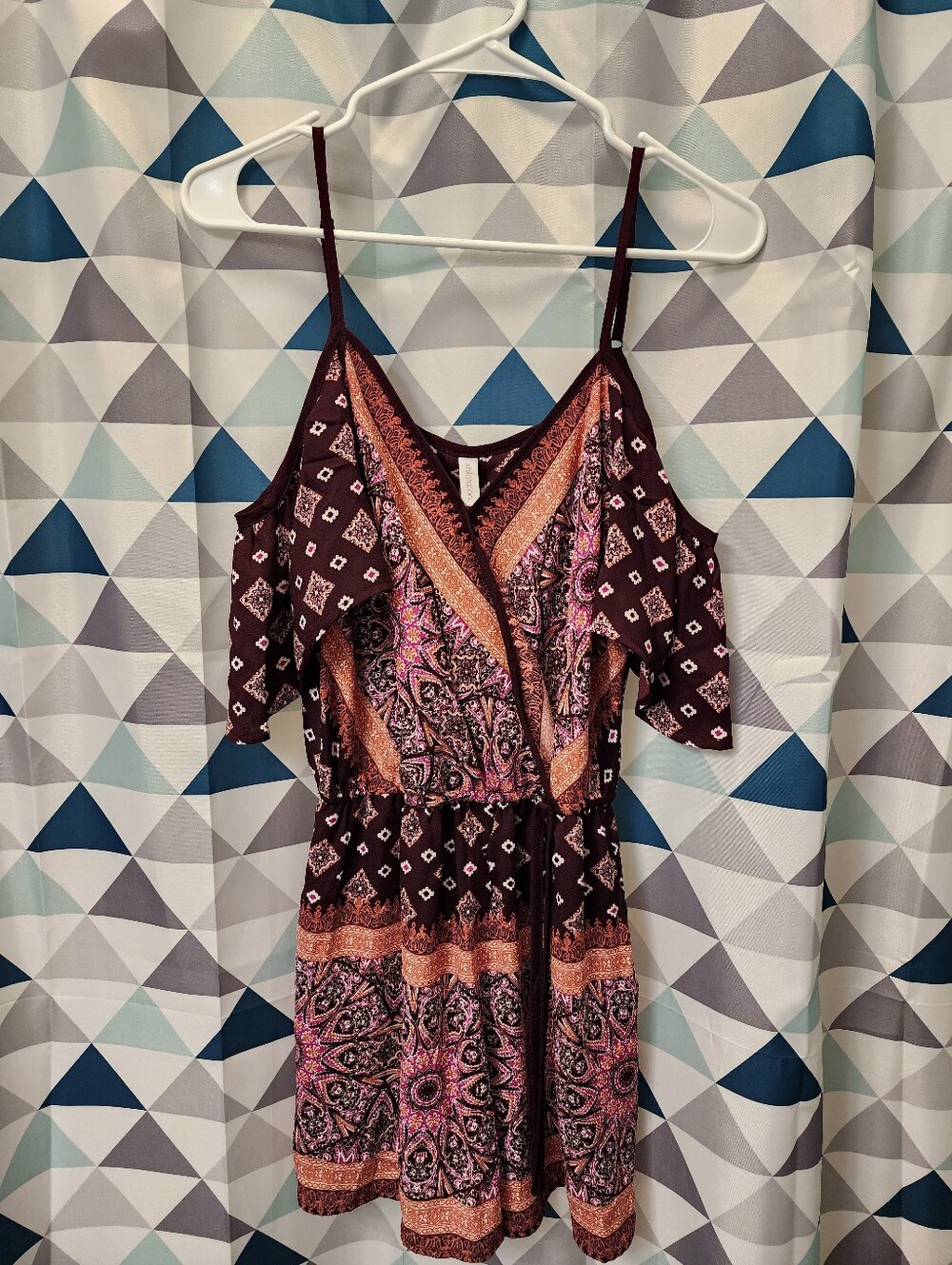 NWT Xhilaration Burgundy Paisley Cold-Shoulder Romper